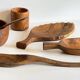 Set of vintage turned and carved wooden cups