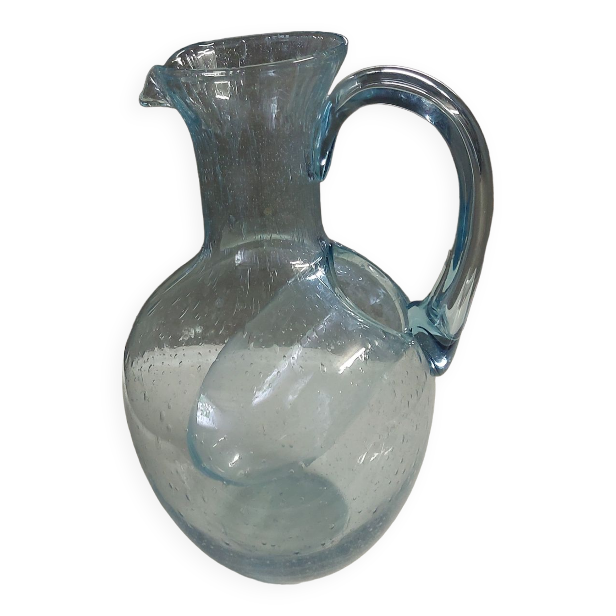 Biot blown glass decanter with ice cube tank