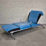 Blue leather lounge chair futuro 3 by massimo iosa ghini for moroso - italy 1980's