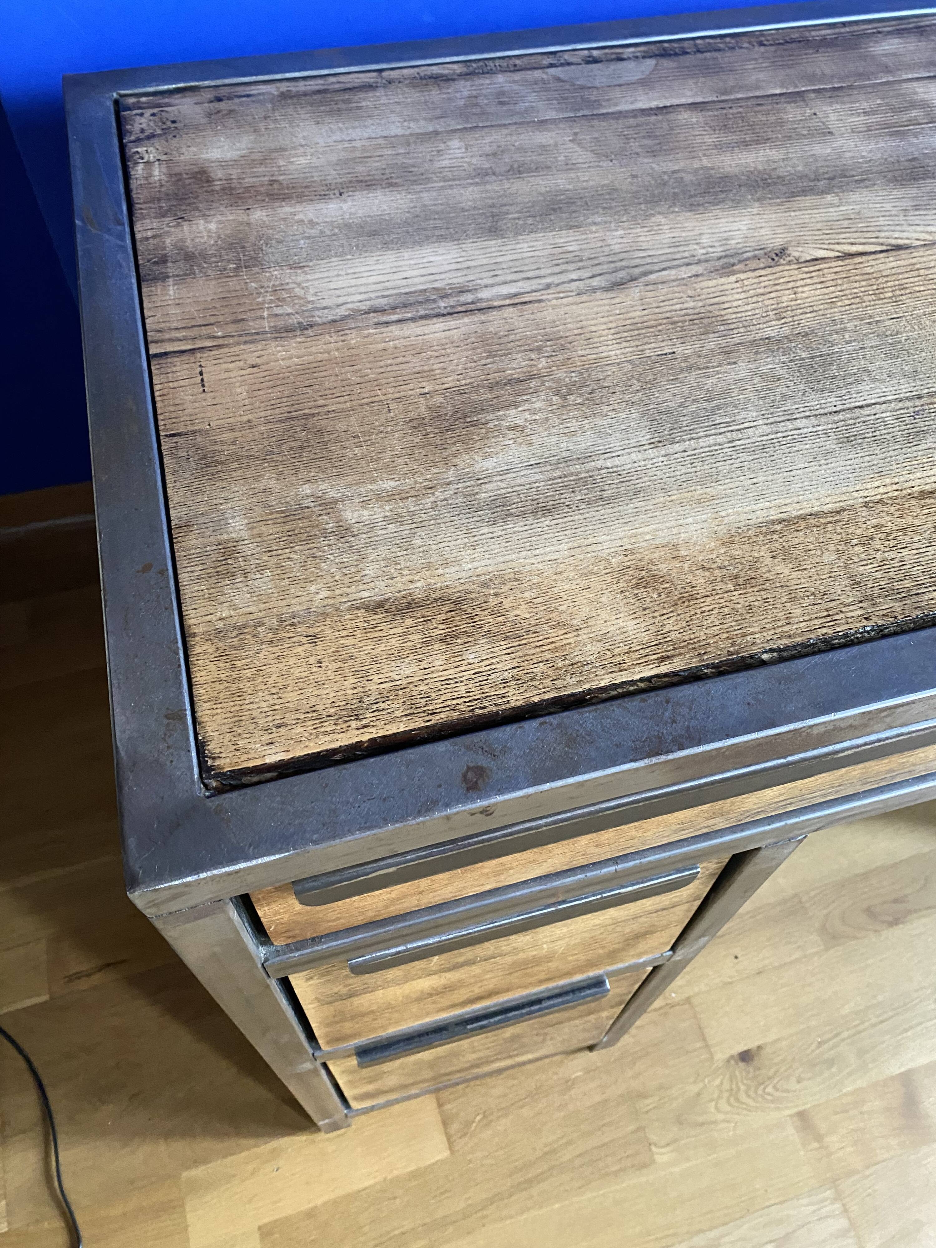 Industrial desk made of iron and wood
