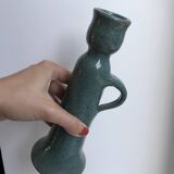 bougeoir en grès bleu vintage