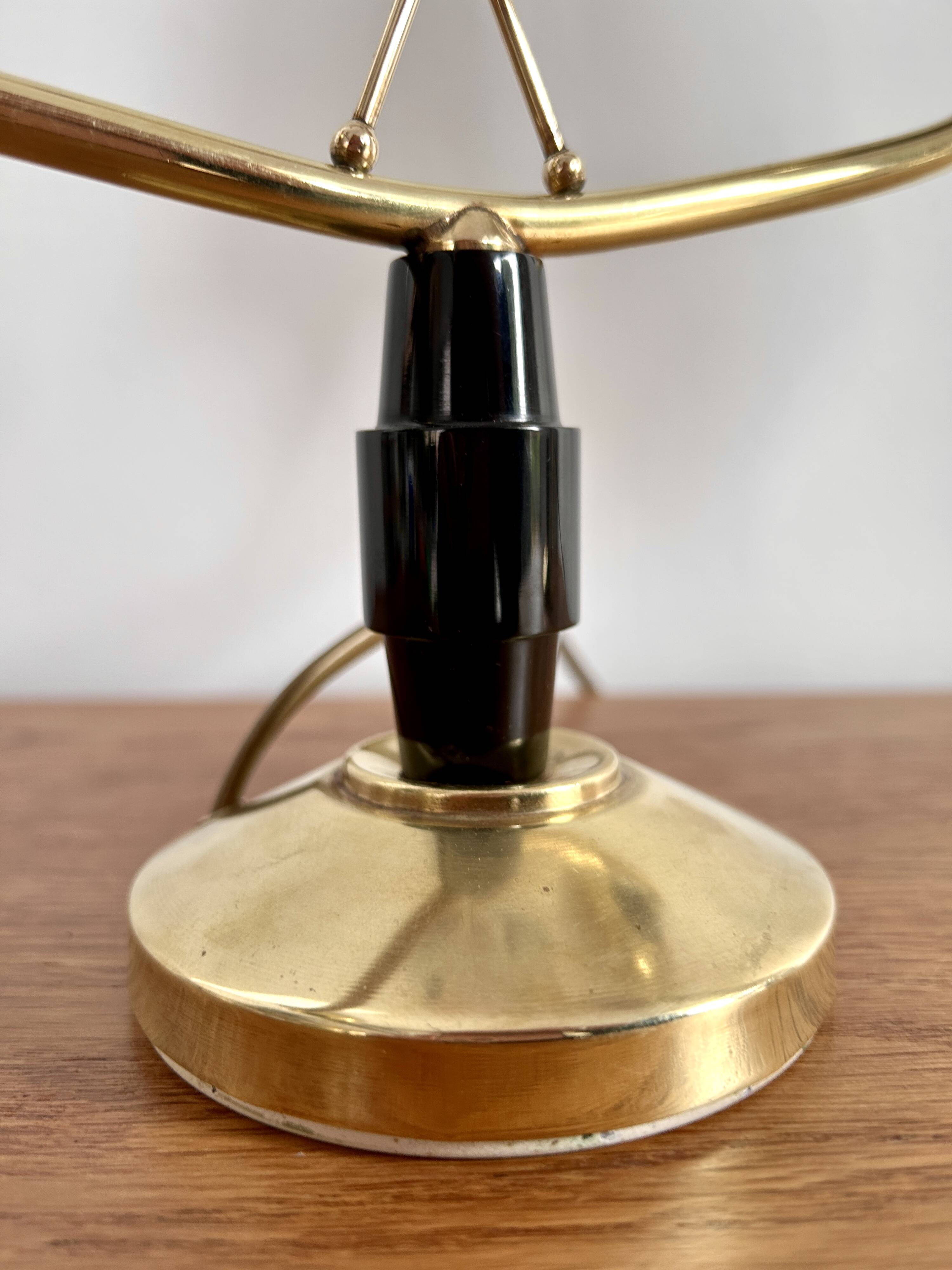 Pair of brass and opaline lamps from the 1950s.