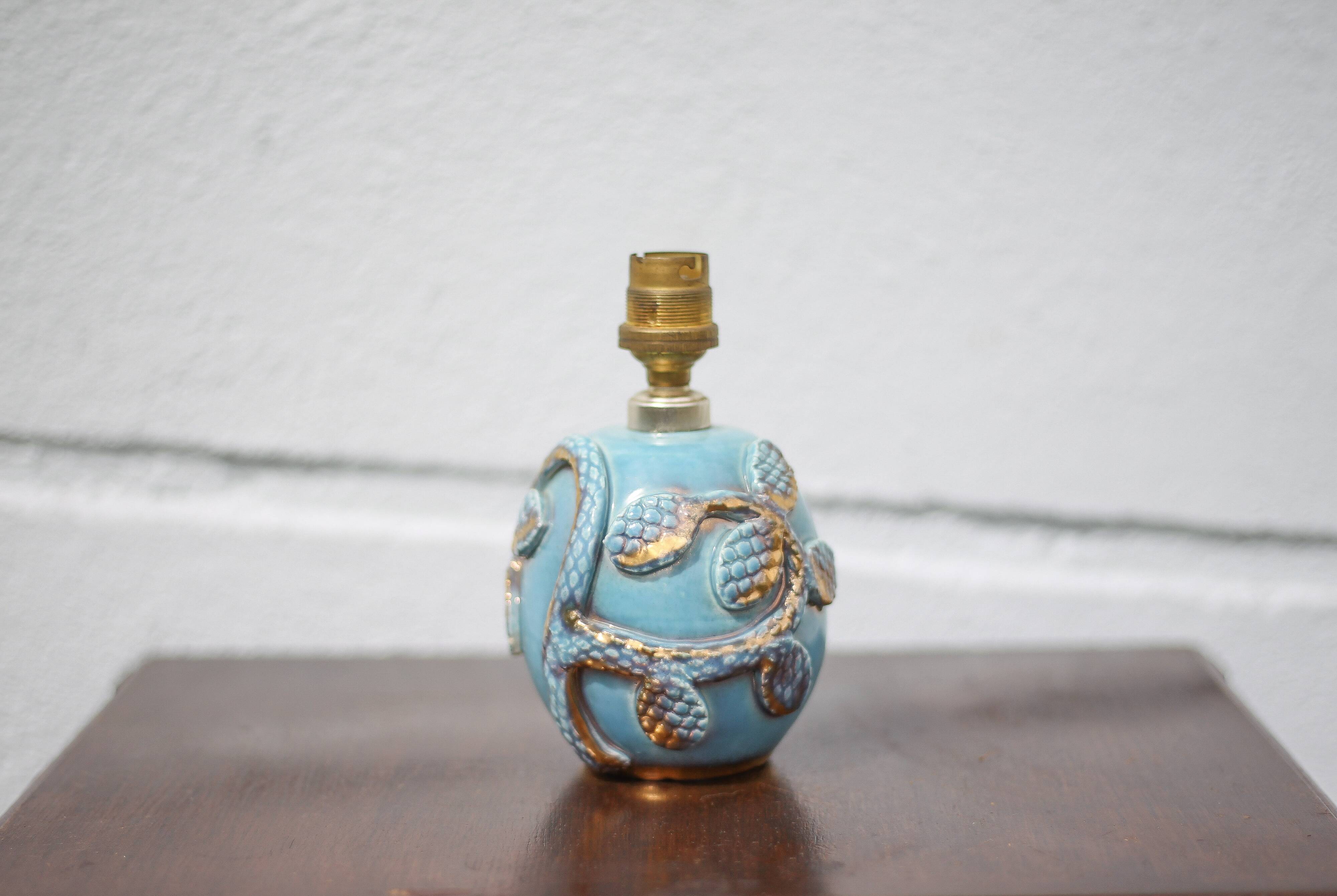 Vintage lamp, ceramic relief lamp, table lamp, bedside lamp, art deco, pottery, 50's