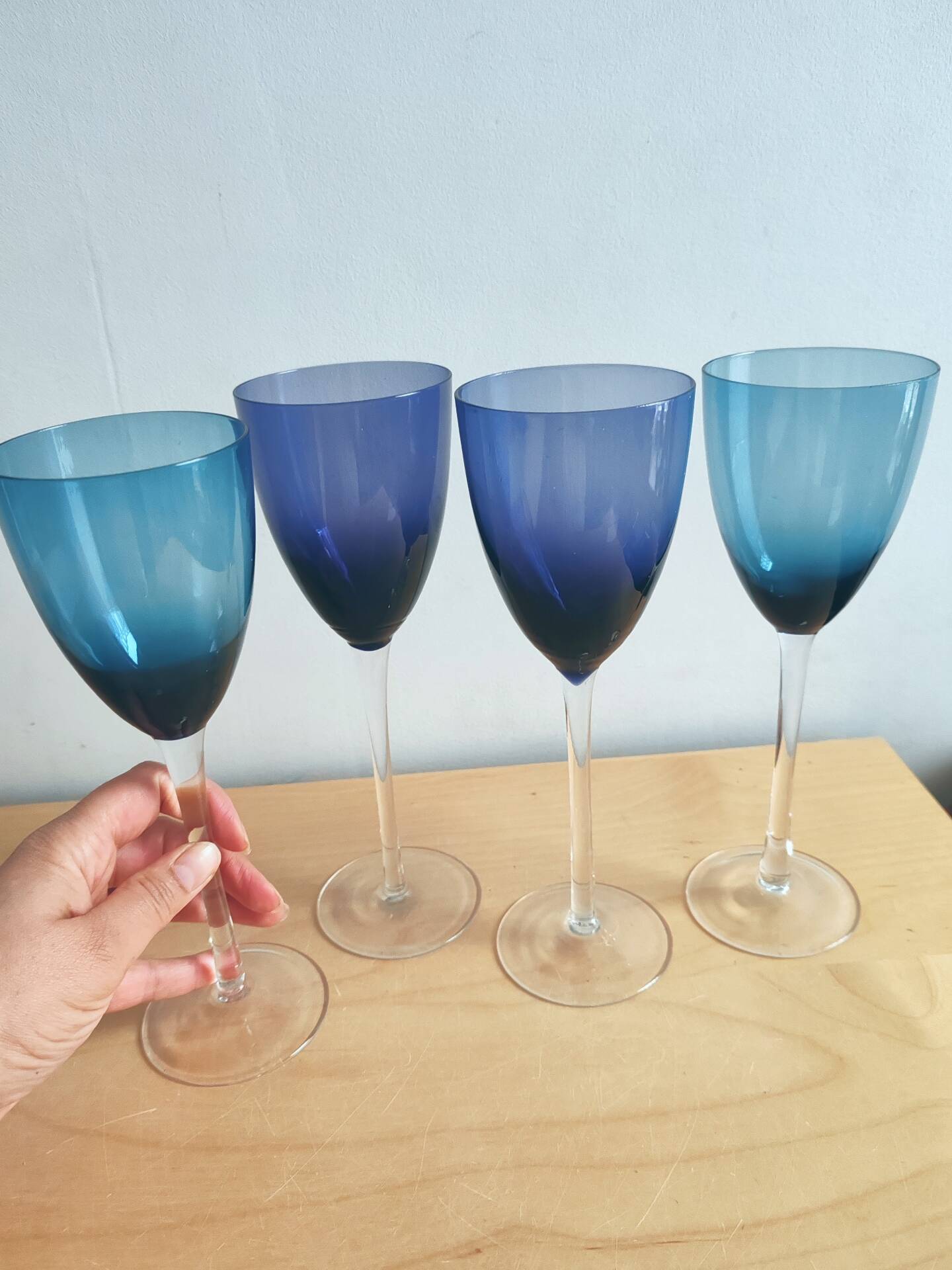Set of 4 Vintage Bicoloured Glasses