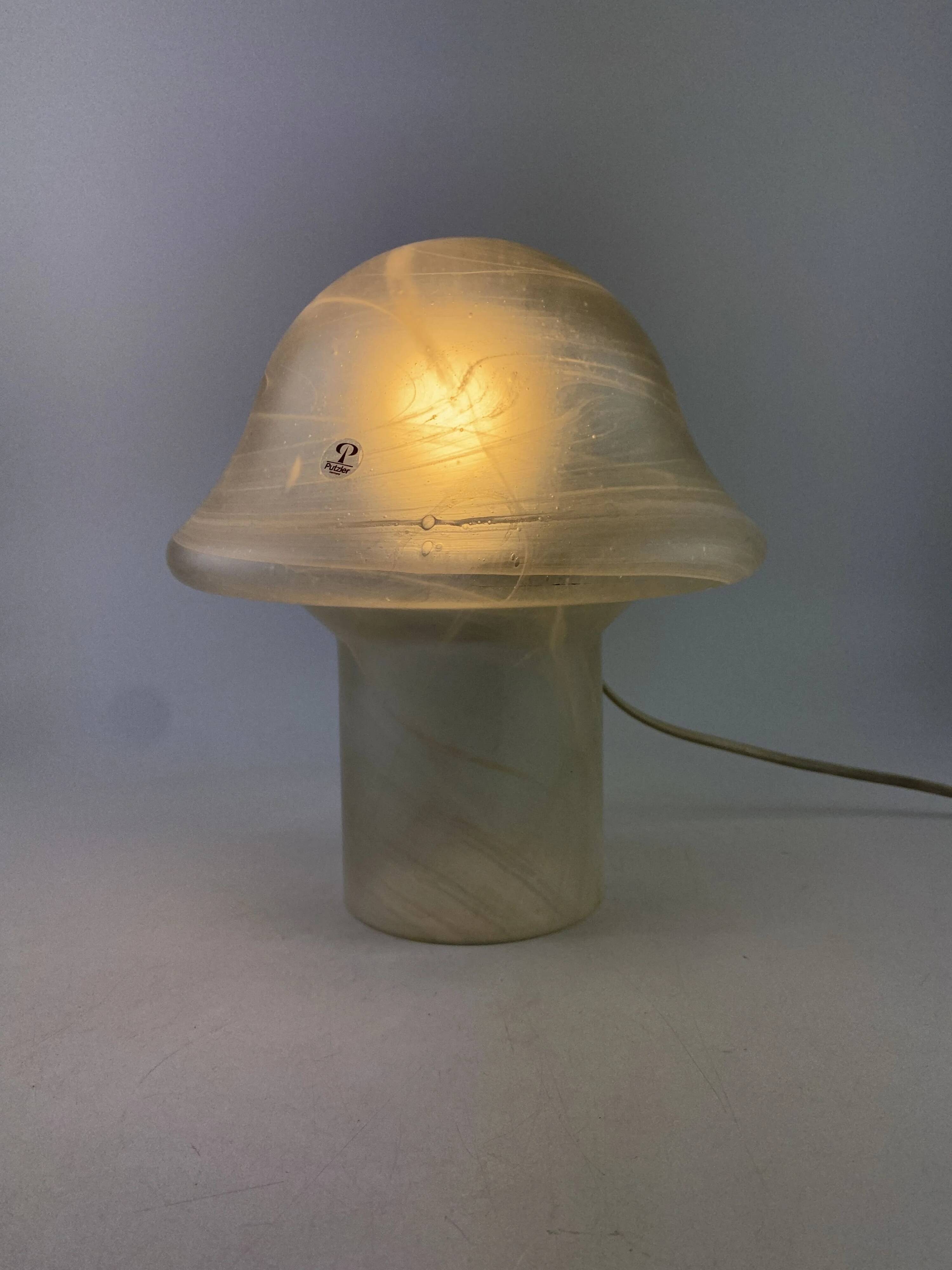 Lampe de table en verre clair Peill et Putzler champignon 1970