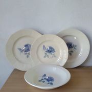 Round plate Digoin Sarreguemines Blue roses