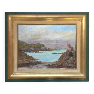 Huile sur carton ''Bord - anglaise