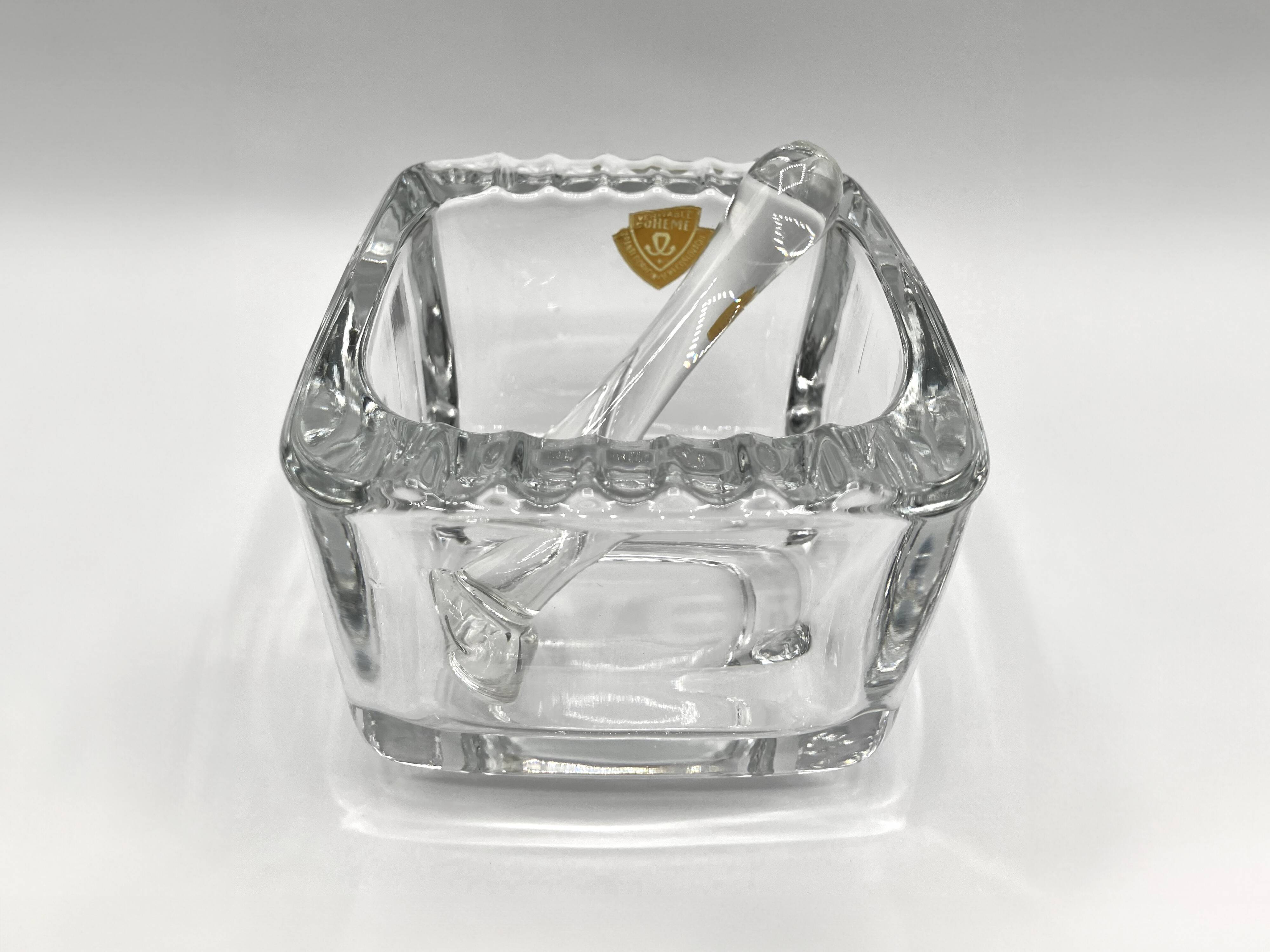 SKLO UNION Ashtray with pestle • 1960 • Czechoslovakia • Pressed glass