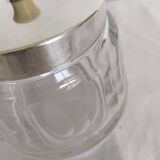 Jam pot, jam maker, sugar bowl, in crystal and silver metal