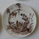 4 plates creil & montereau chardonnerets model with sepia birds decor