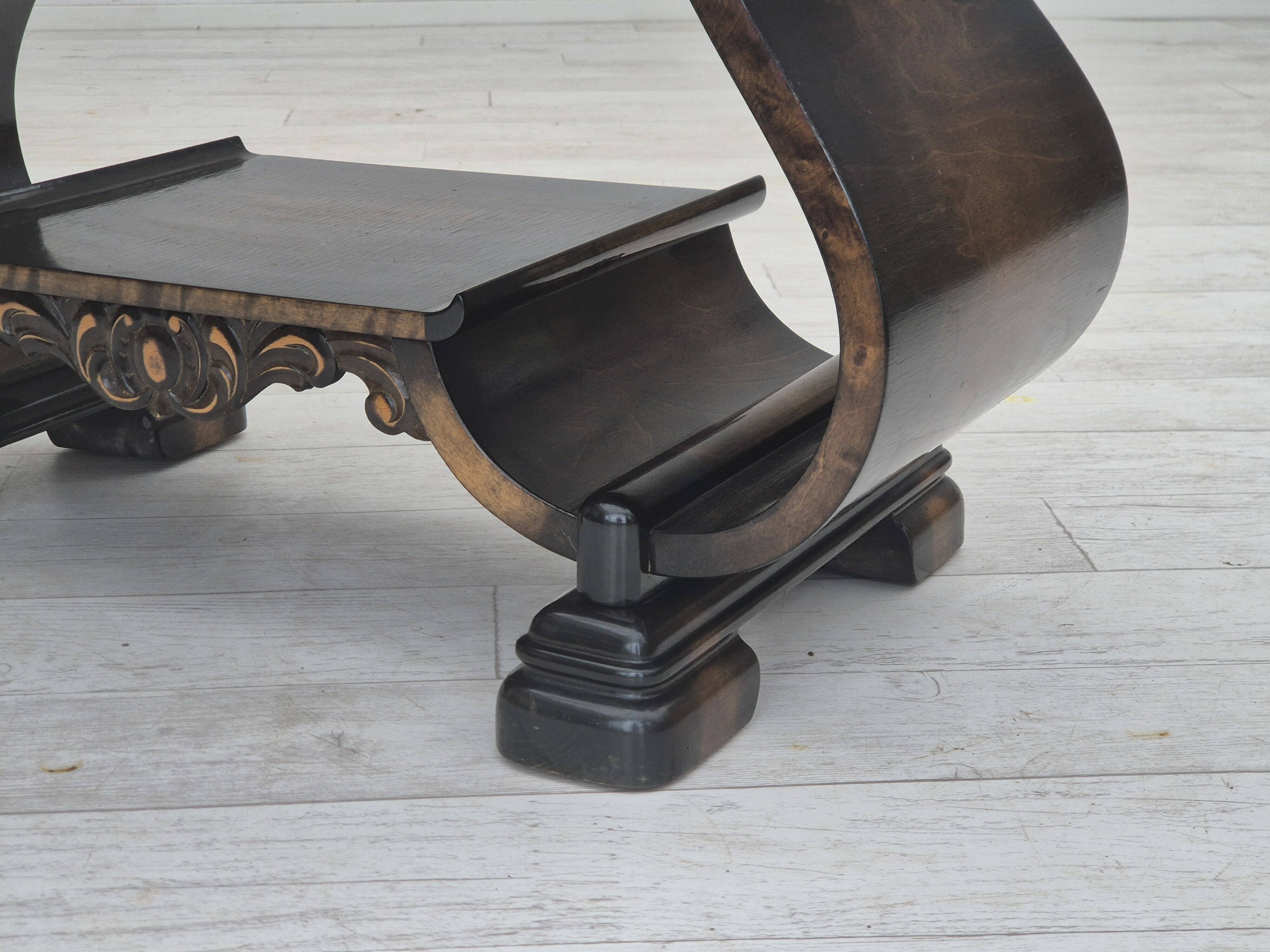 1950s, Danish artdeco coffee table with shelf, ash wood.