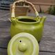Anise green ceramic teapot, bamboo handle