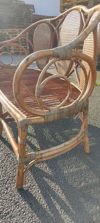 Rattan bench and cannage, vintage