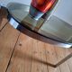 Vintage oval chrome and smoked glass coffee table, antique furniture