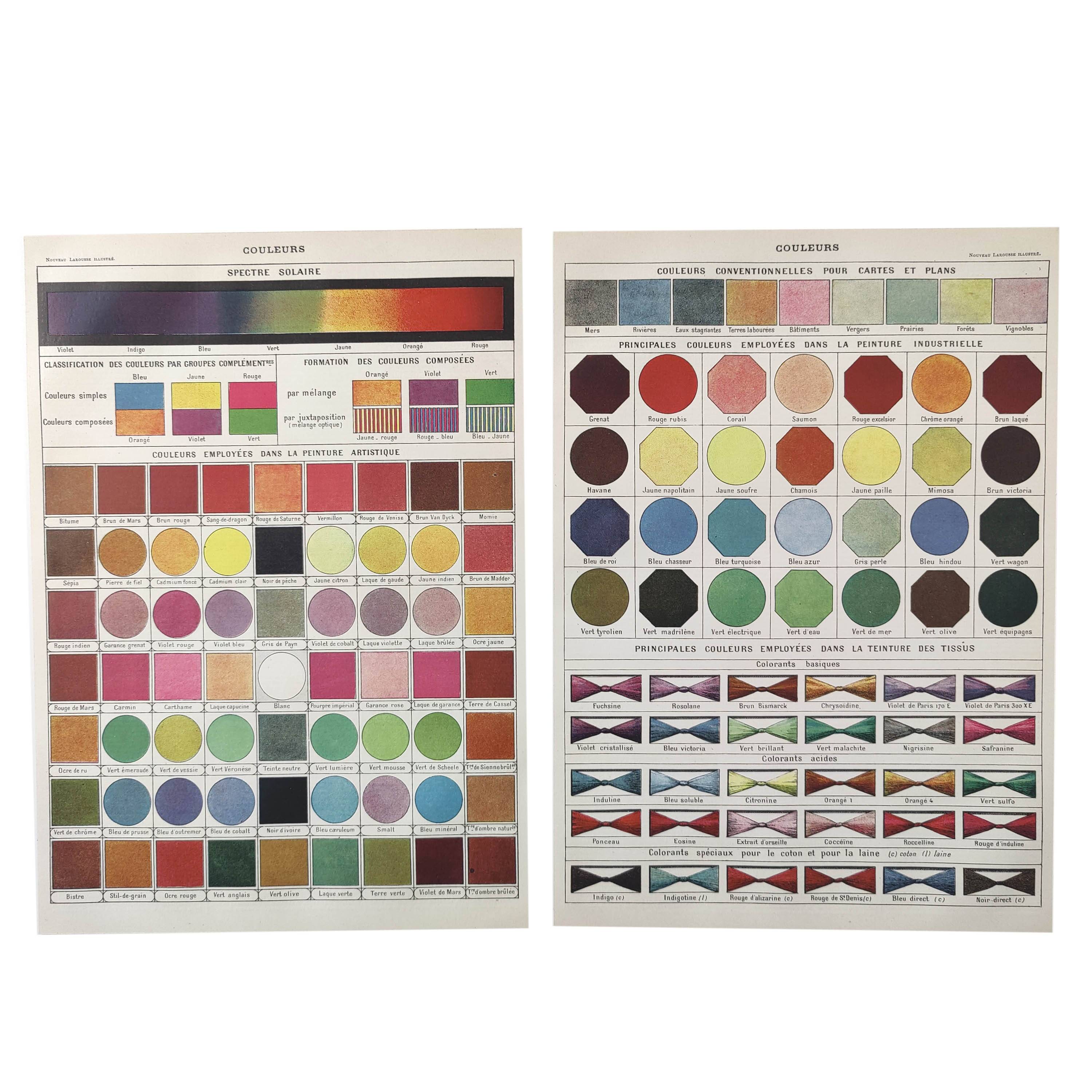 Two old lithograph plates, colors 1900