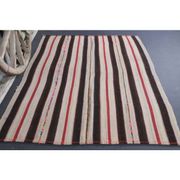 Vintage Turkish Hand-Knotted Wool Cotton Beige Kilim Area Rug 158x217