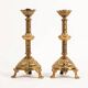 Pair of neo-Byzantine style gilt metal candlesticks. Late 19th century.