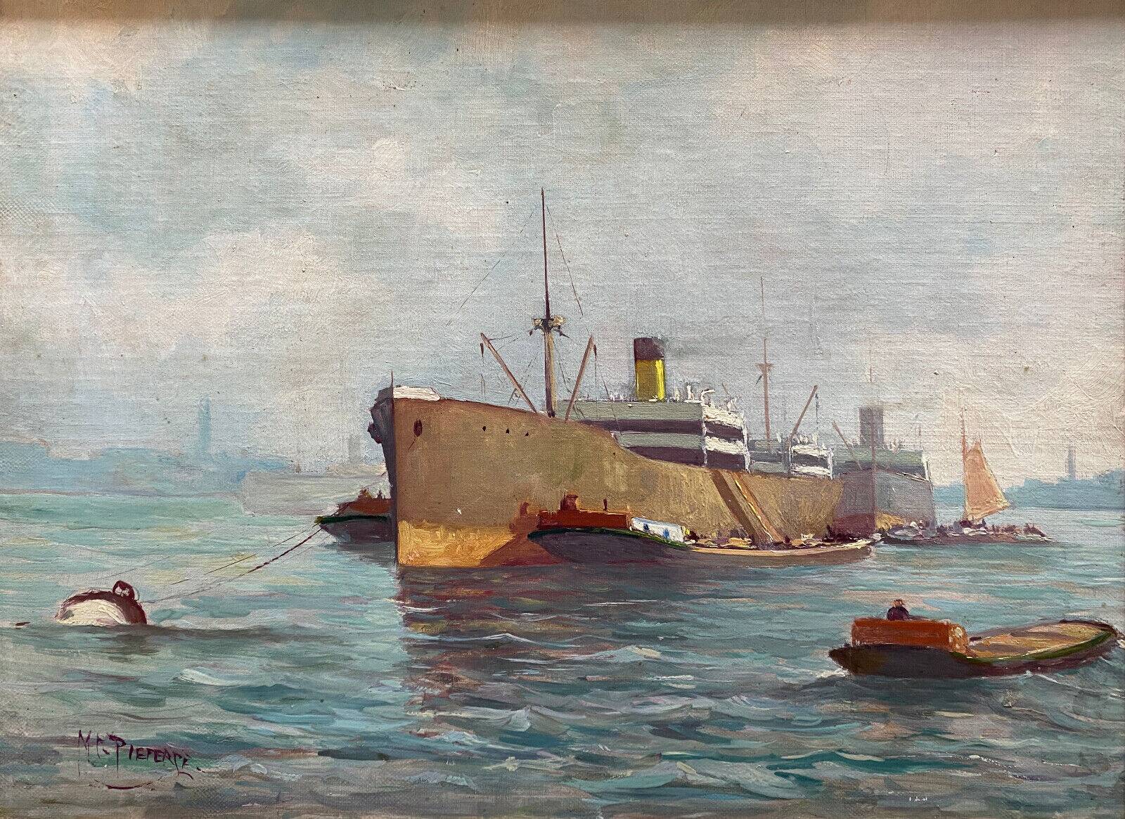 HSP Marine Orientalist port boat signed around 1950 + frame