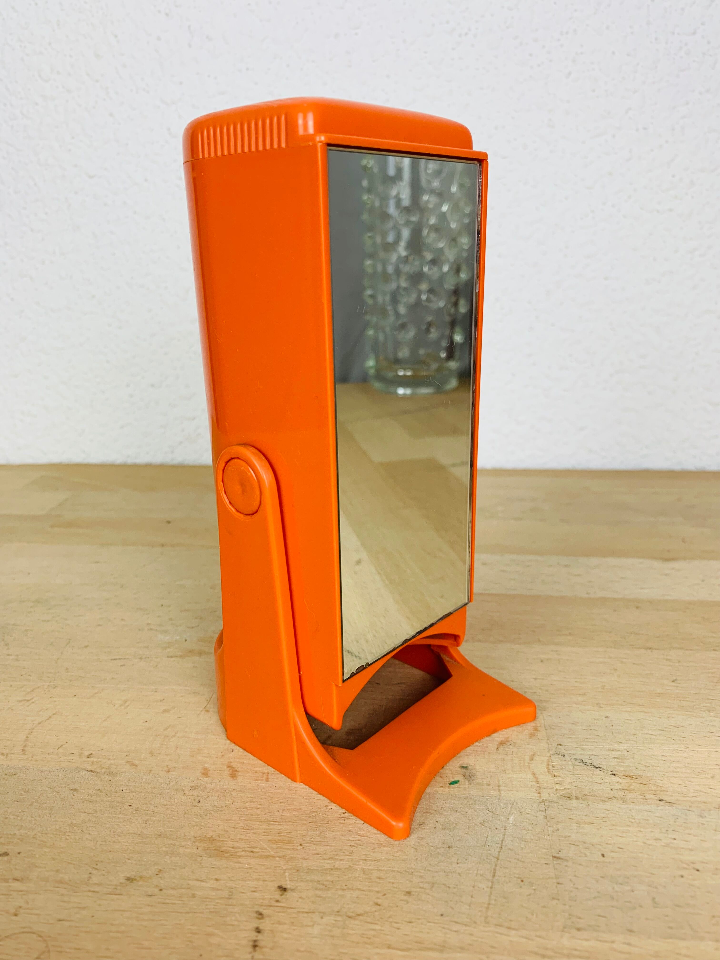 Miroir orange space age distributeur de cotons