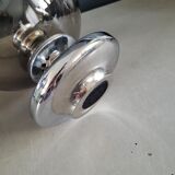 Outdoor glass candle holder in smoked glass and chrome