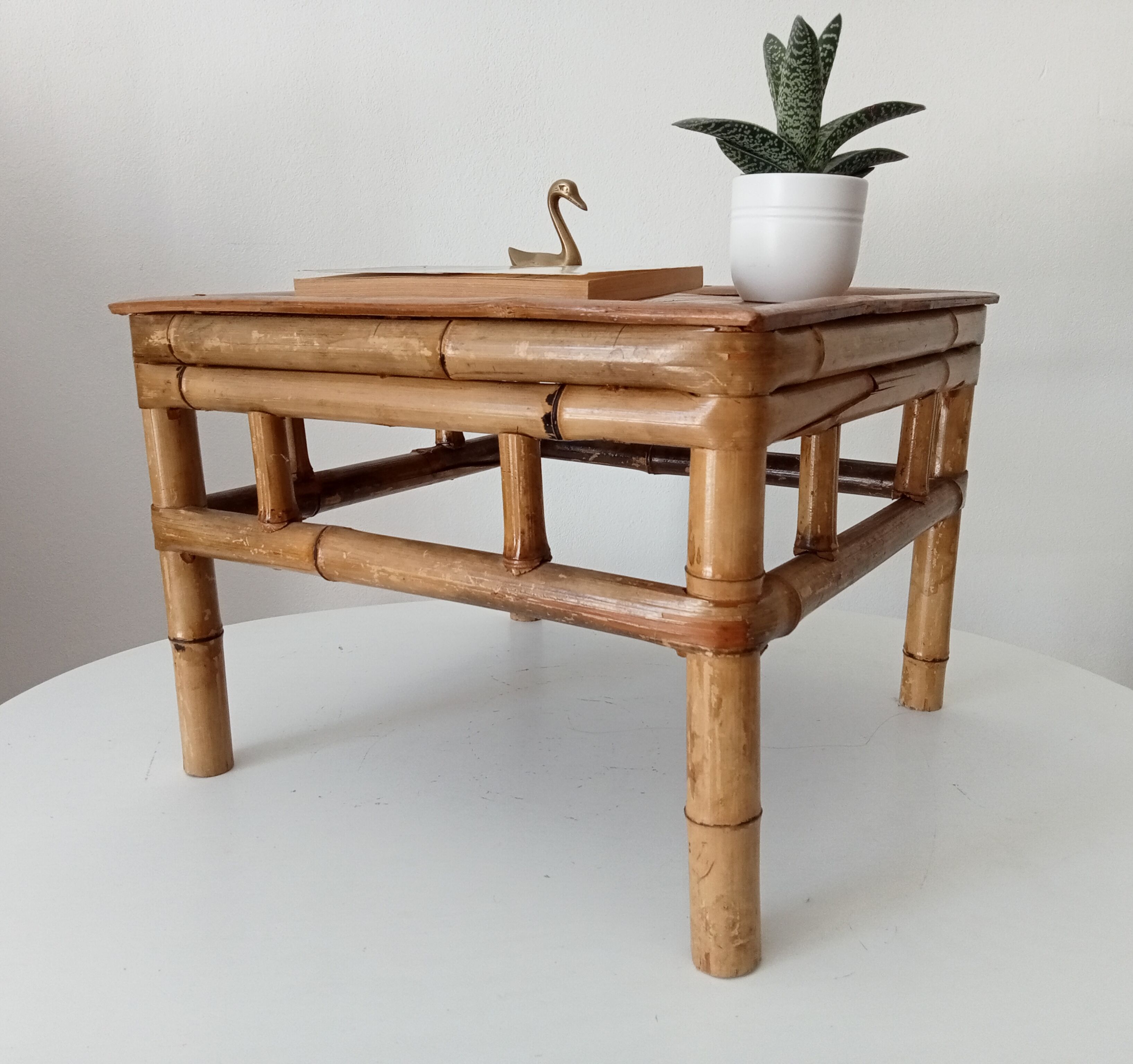 Vintage bamboo bedside table from the 70s.
