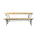 Farmhouse table with its two benches