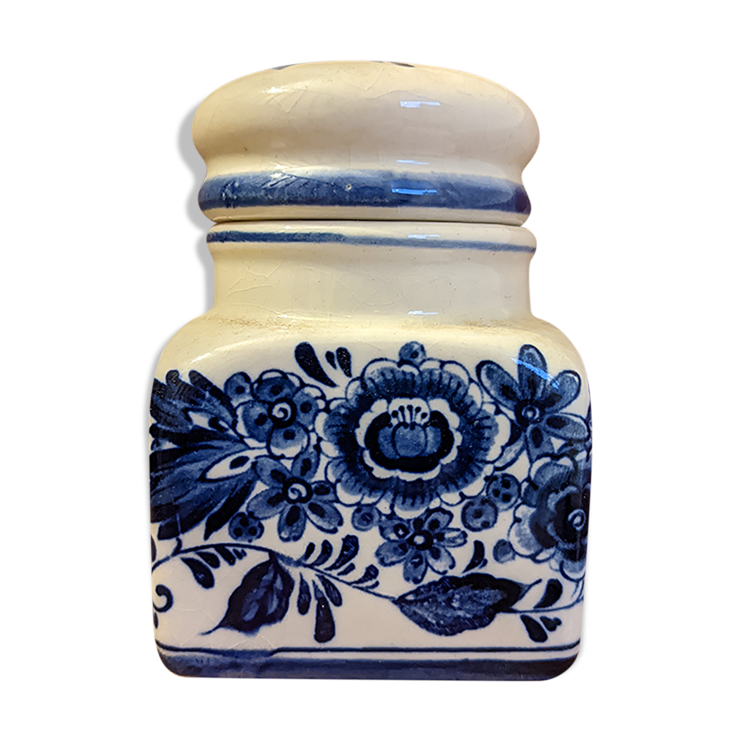 Blue apothecary pot hand-painted porcelain