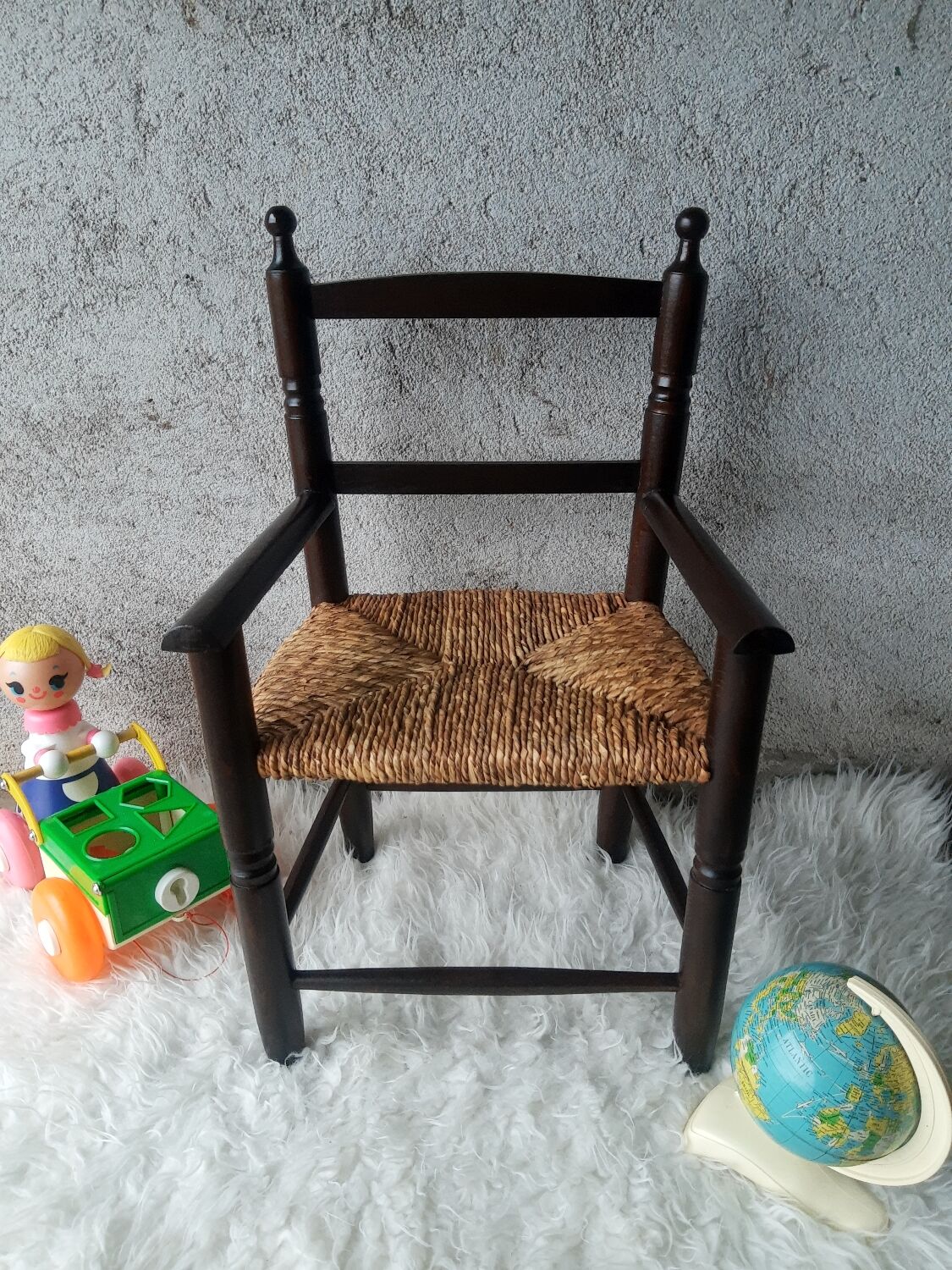 Antique armchair mulched vintage child