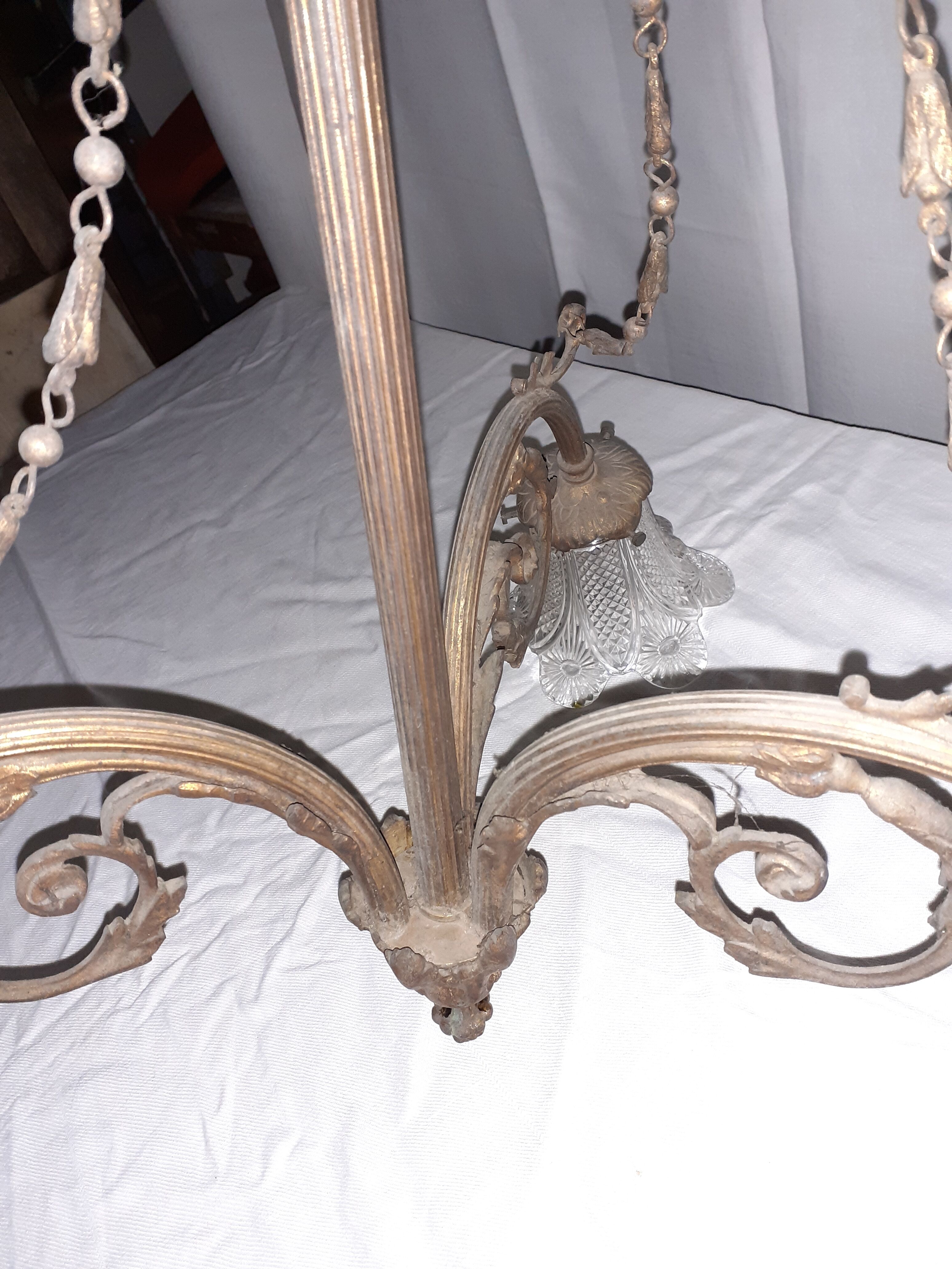 Bronze and crystal chandelier