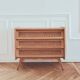 Commode en bois et rotin vintage rénovée, années 60