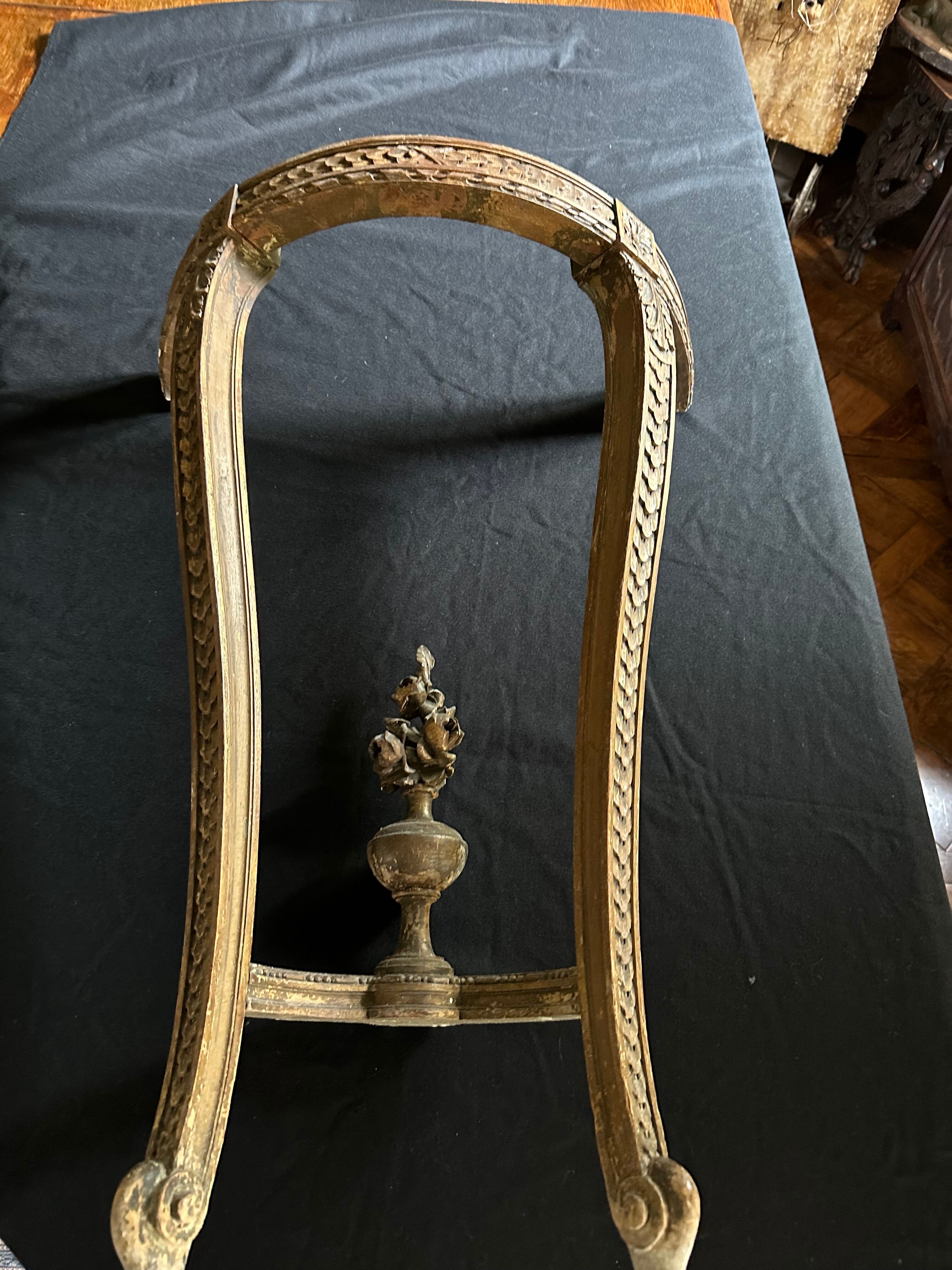 Wall lamp console - half moon carved wood old gilded