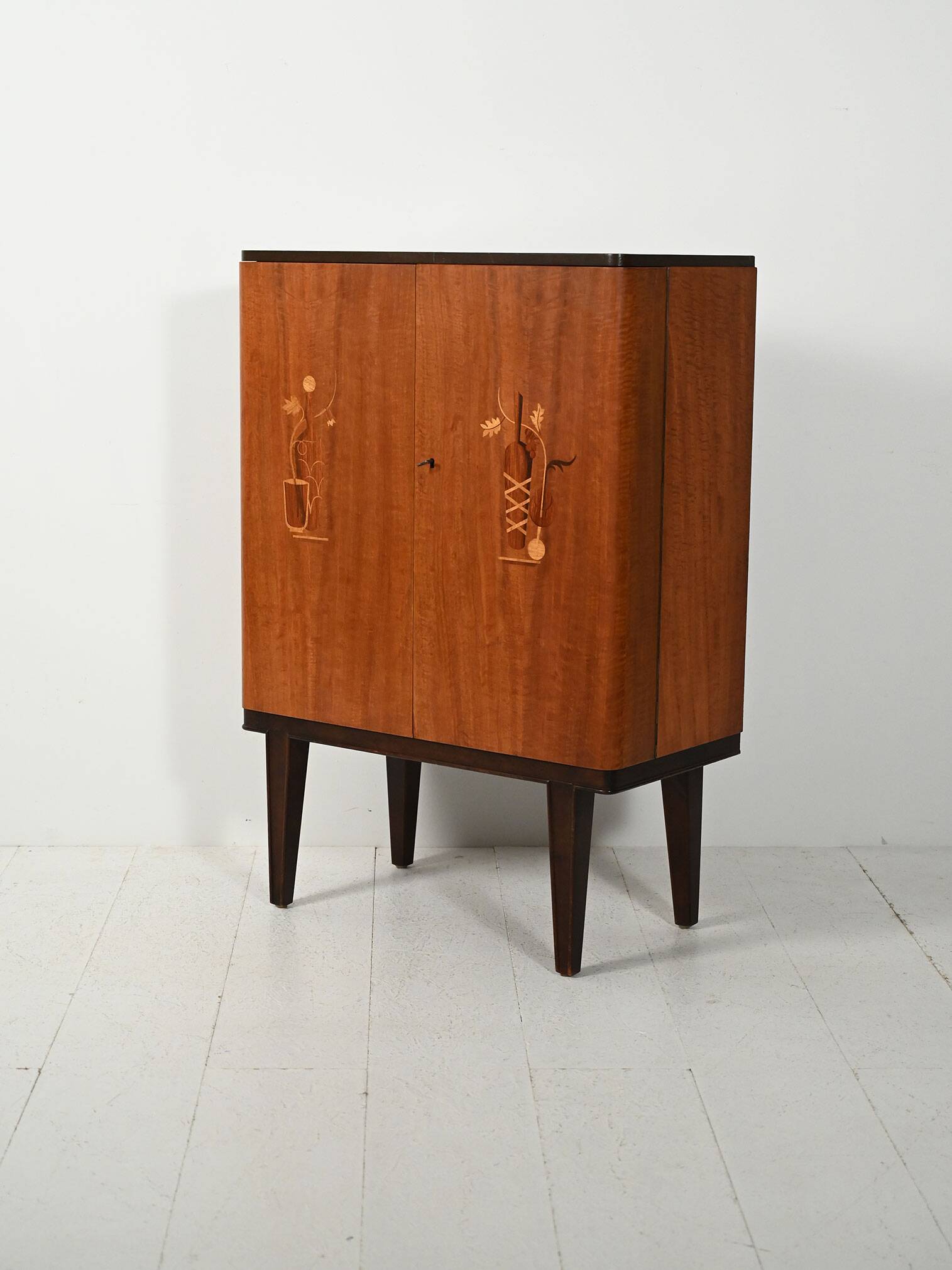 Scandinavian 1940s bar cabinet with inlays
