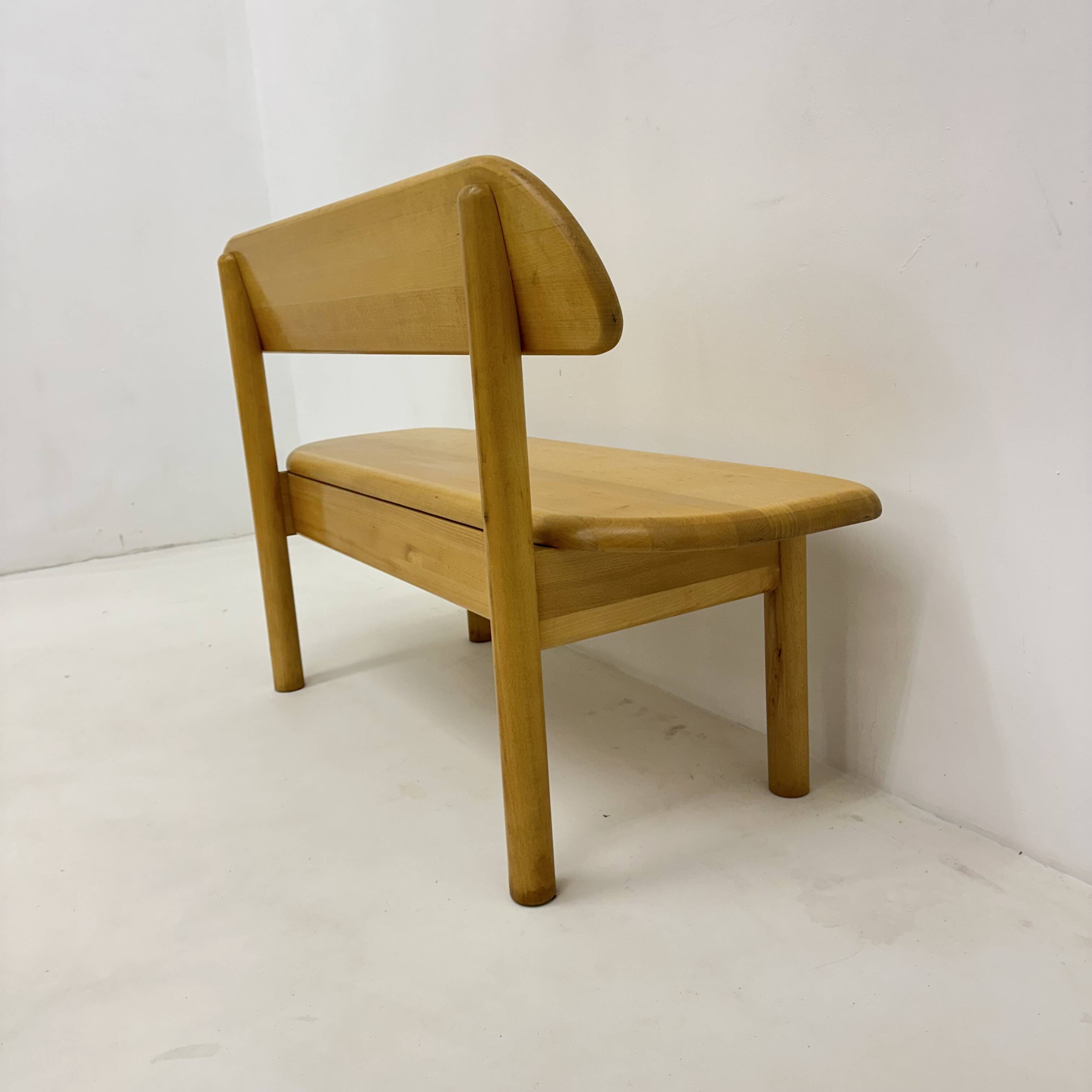 Vintage Danish Ansager mobler solid wooden bench , 1970s