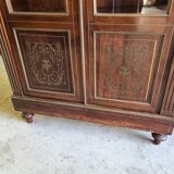 Napoleon iii library showcase with brass marquetry in mahogany from the 19th century n°2