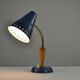 Blue Metal, Brass & Teak Table or Desk Lamp by Ringus, Sweden, 1950s