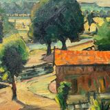 Tableau HST "Paysage à la rivière" signé début XX° siècle