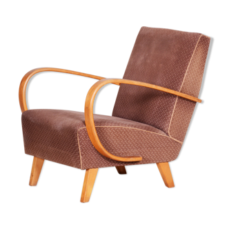 Fauteuil art déco marron - tchéquie des années 1930