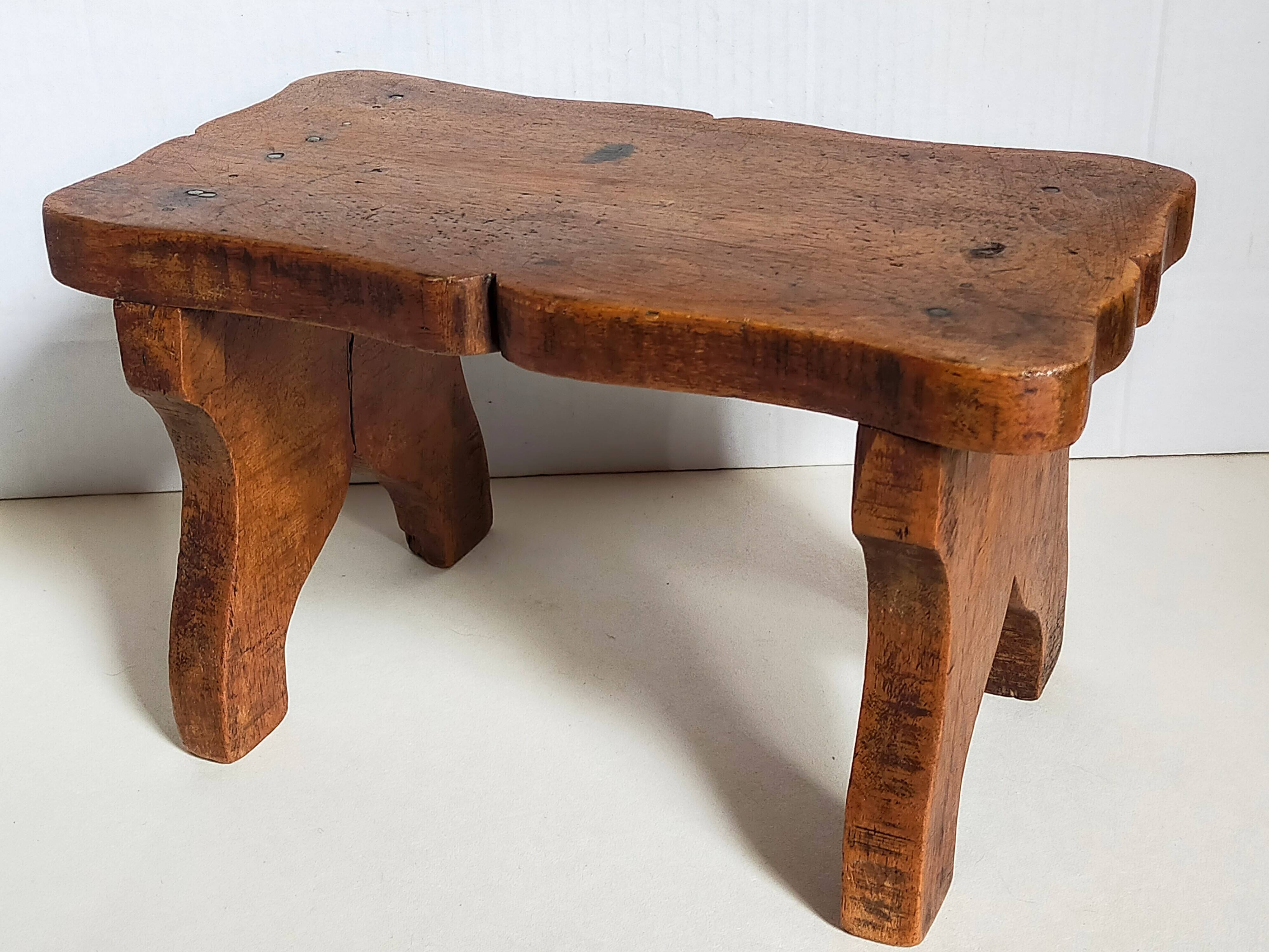 Old solid wood footrest stool