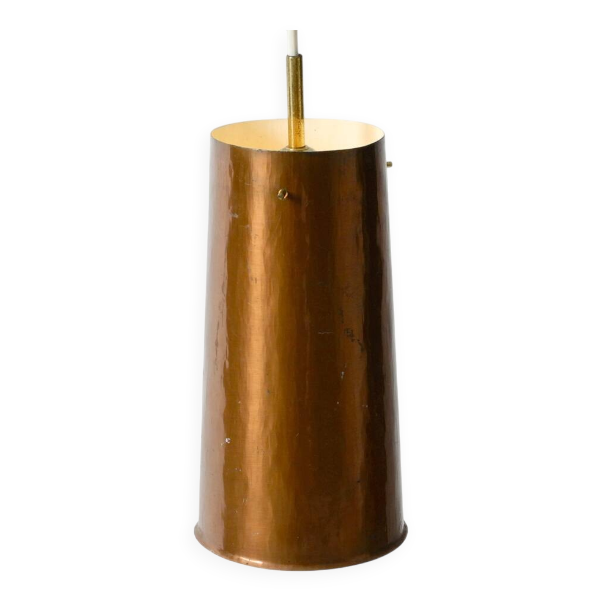 Beautiful Mid Century Modern pendant lamp made of copper shaped like a cone