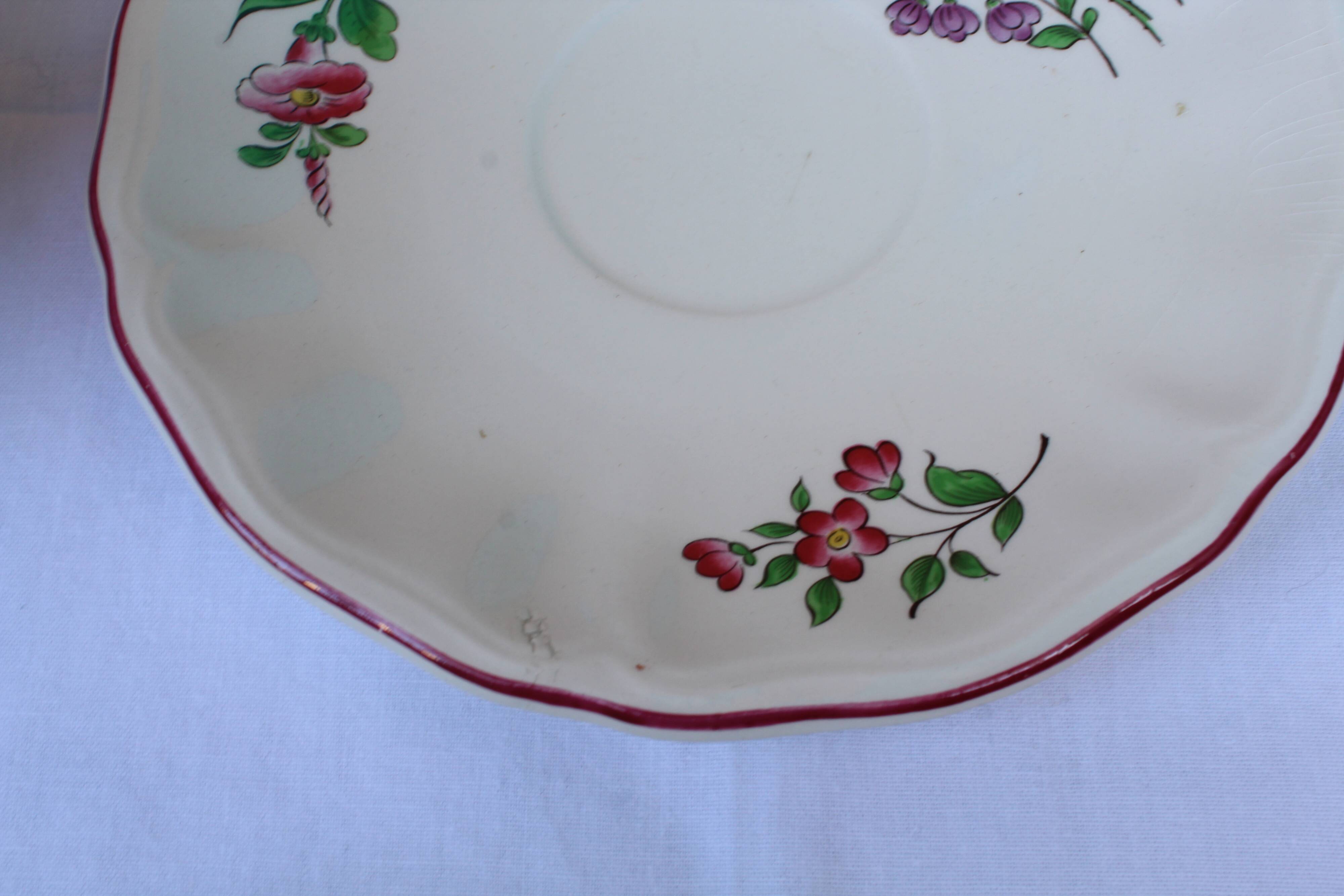 Lunéville earthenware cups and saucers