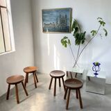 4 hammered brutalist stools