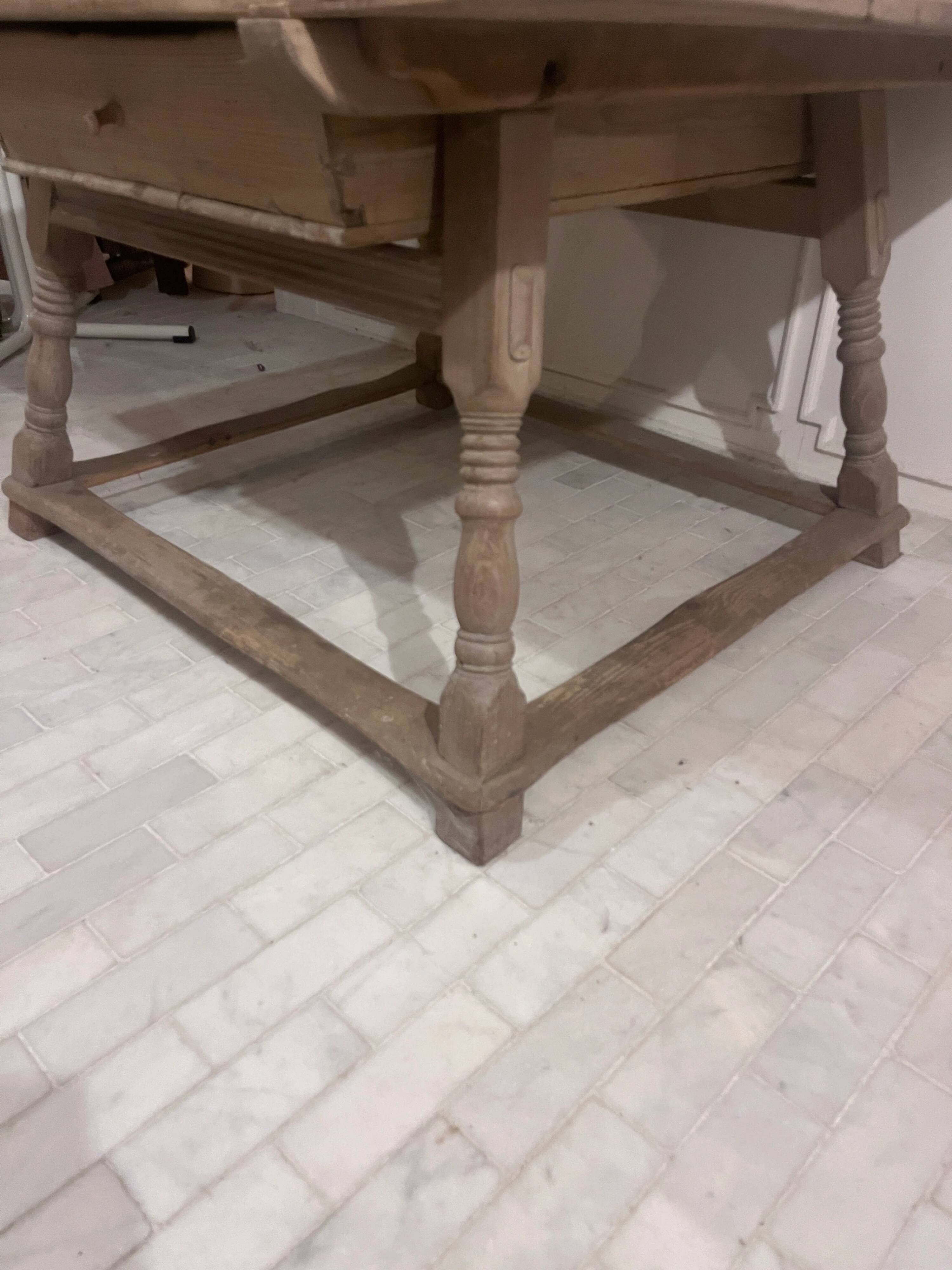 19th-century antique merchant's payment table made of solid wood.