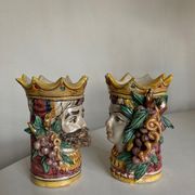 Pair of Moro head vases Caltagirone Italian design Sicily