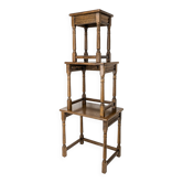 Lot de 3 tables d'appoint Mid Century Vintage en bois massif Landhaus Rustikal Banc de fleurs Tabour