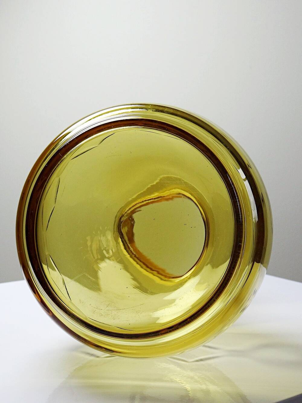 Vintage/antique Czech Amber Chiseled Blown Glass Decanter