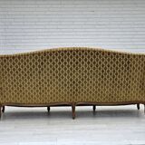 1950s, Danish 3-seater sofa, furniture velour, carved ash wood.