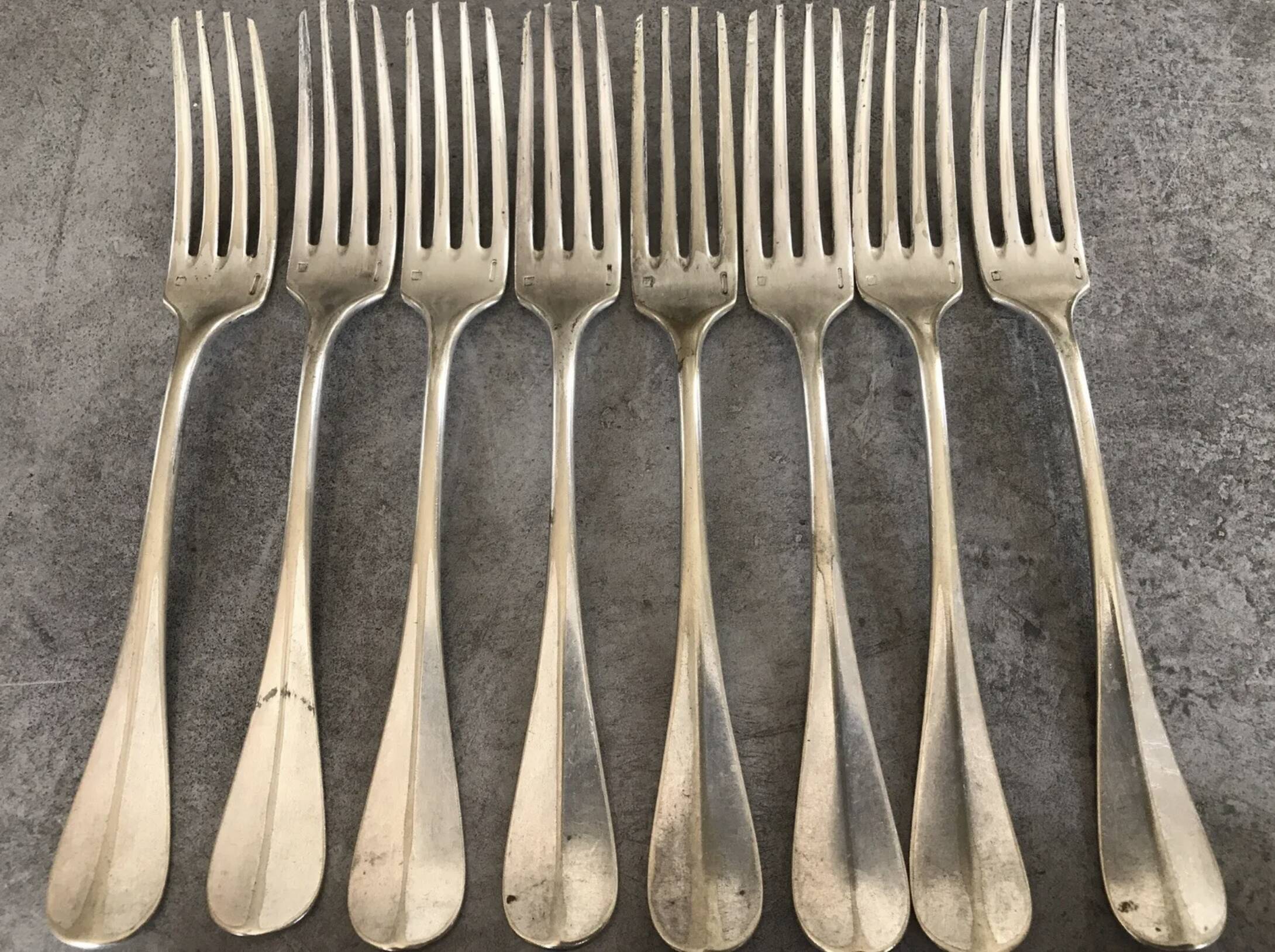 Lot of 15 old cutlery in monogrammed silver metal, christofle goldsmith