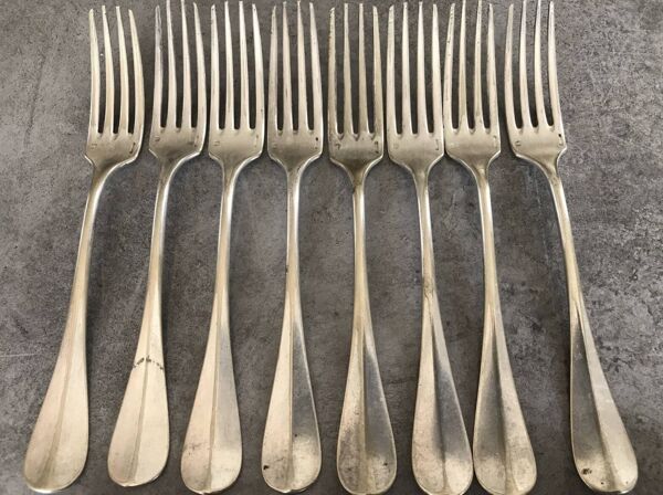 Lot de 15 anciens couverts en métal argenté monogrammé, orfèvrerie christofle