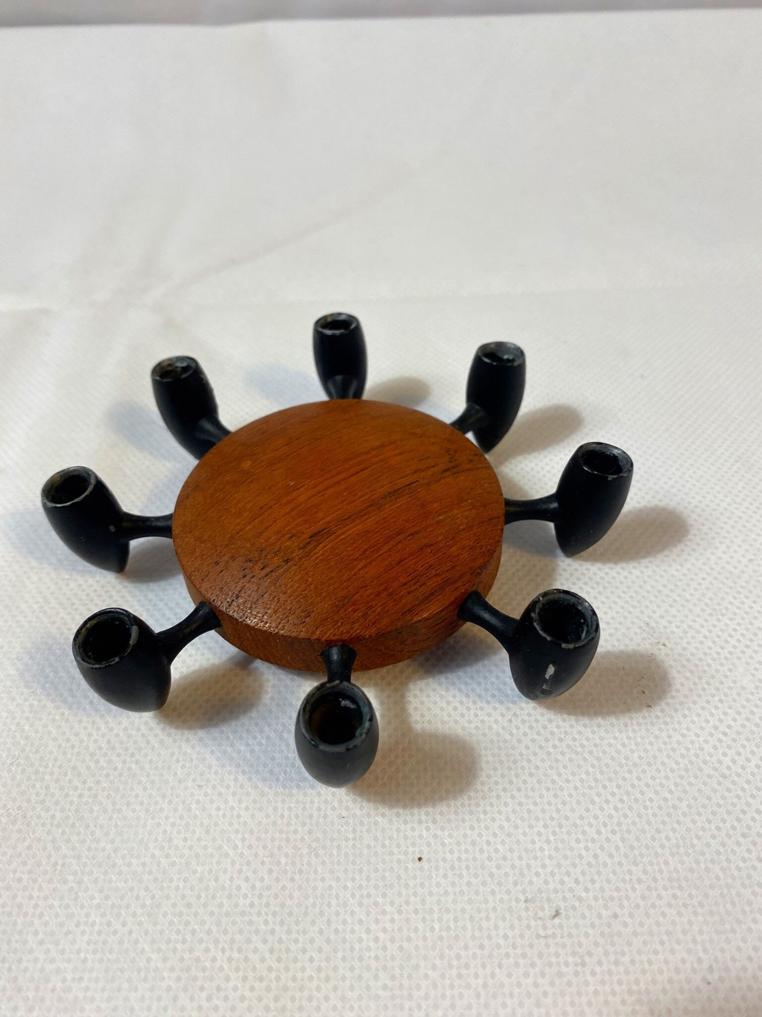 Digsmed teak and metal candle holder with 8 burners
