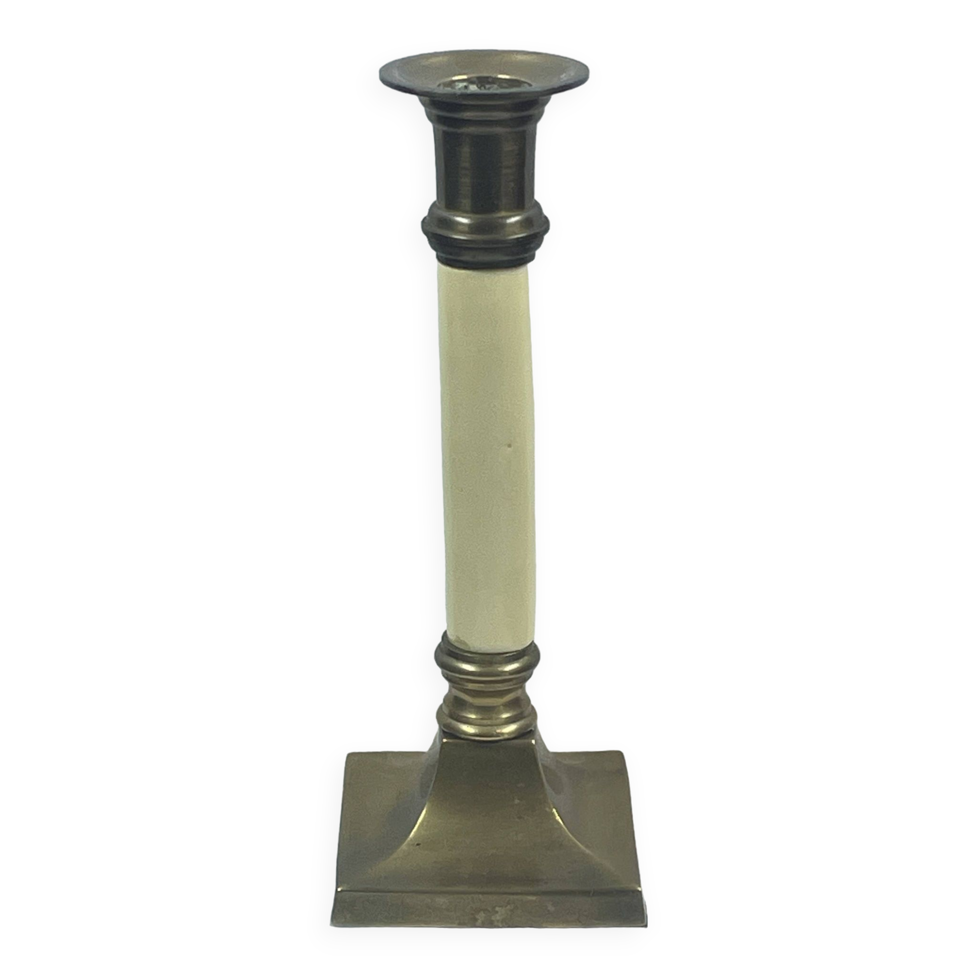 Bougeoir ancien en laiton dore 20 cm